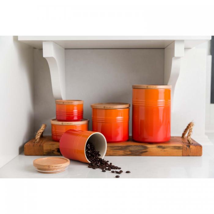 Le Creuset Stoneware Voorraadpot met Houten Deksel, 0,7L kersenrood